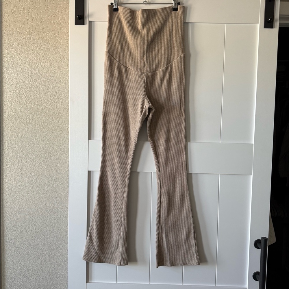 H&M Mama Maternity Women’s Light Beige Melange Before & After Ribbed Pants - Picture 13 of 16